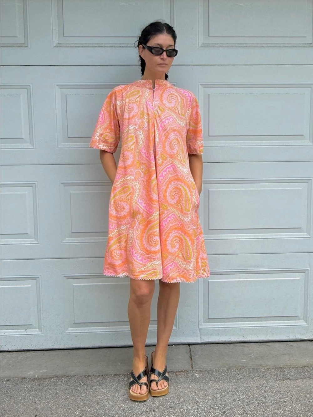 Vintage Psychedelic House Dress Duster Cotton Oversized Maternity Plus Size - Picture 5 of 15